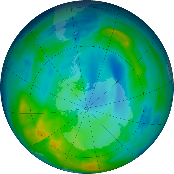 Antarctic ozone map for 27 May 2015